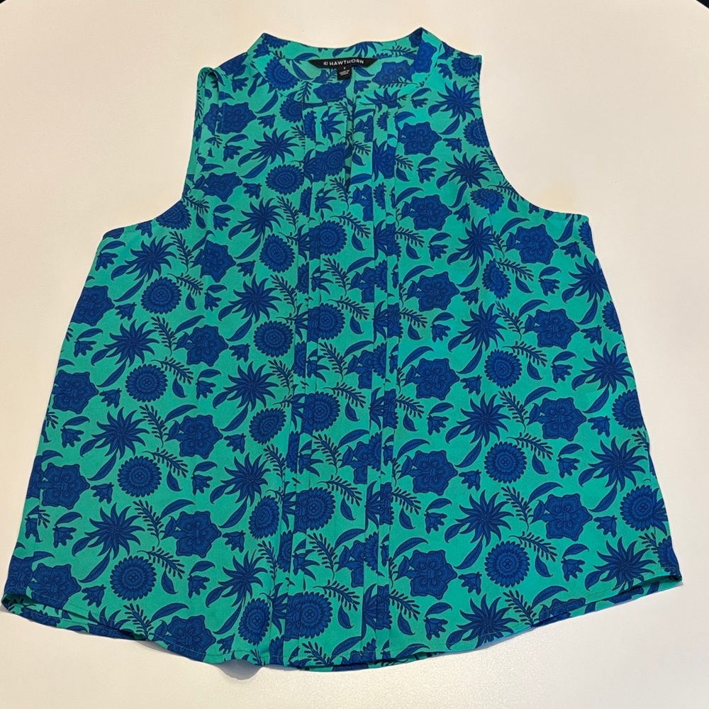 41 Hawthorn and Navy Floral Sleeveless Blouse
